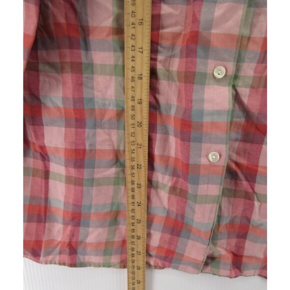 VINTAGE Gap Top Medium Shirt Loop Collar Button Up Plaid 90s Field * - Picture 4 of 12